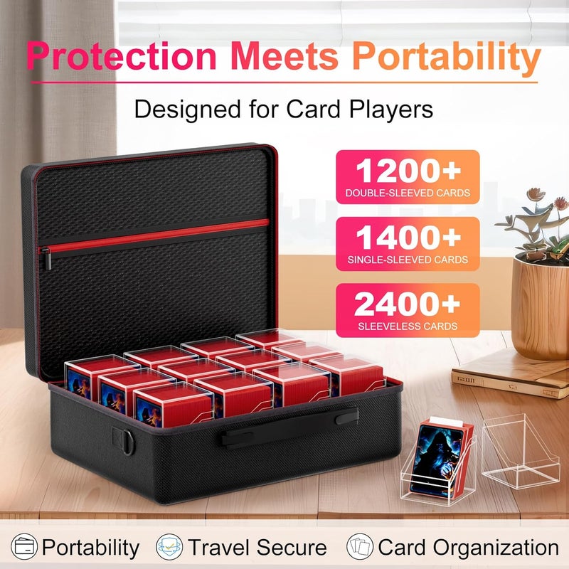 Proijeut Card Deck Box with Portable Case, 12 Pack Clear Commander Deck Box with 12 Dividers, Holds 1200+ Double Sleeved Cards, Fit for MTG, YuGiOh, TCG - Image 3